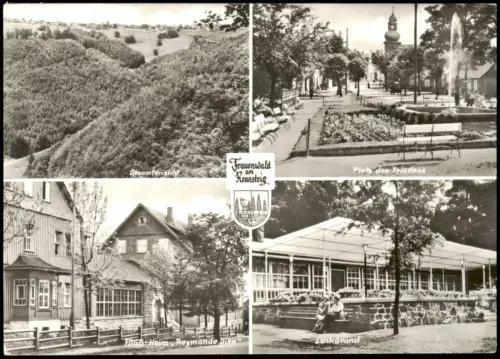 Frauenwald DDR Mehrbild-AK mit Platz des Friedens, Lenkgrund, FDGB-Heim 1979