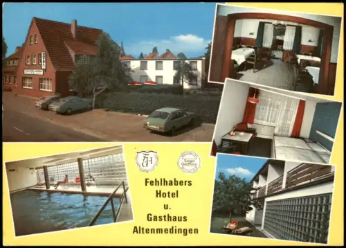 Altenmedingen Fehlhabers Hotel Gasthaus Mehrbild-AK mit Innen Autos uvm. 1980