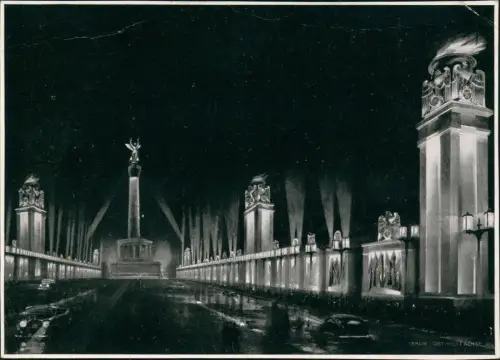 Ansichtskarte Mitte-Berlin Siegessäule bei Nacht Festschmuck Propaganda 1939