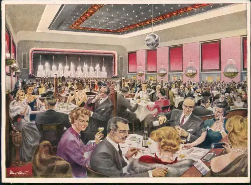 Kreuzberg-Berlin Hasenheide Ballhaus Resi - Saal Künstlerkarte 1950