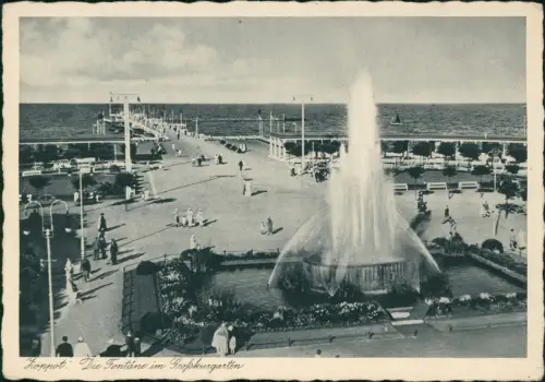 Postcard Zoppot Sopot Die Fontäne an der Mole 1942