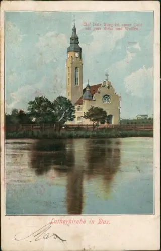 Postcard Dux Duchcov Lutherkirche 1905