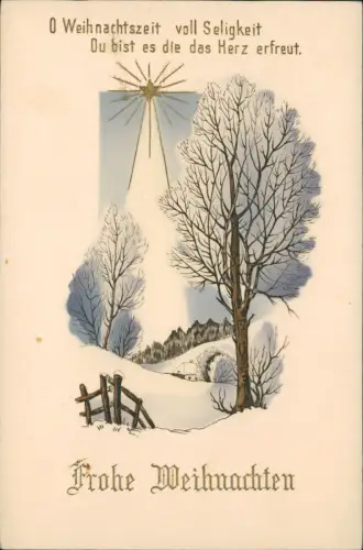 Ansichtskarte  Weihnachten Christmas Goldstern Künstlerkarte 1914 Gold