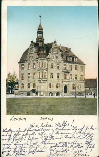 Ansichtskarte Leuben-Dresden Rathaus Straße 1910 Gold