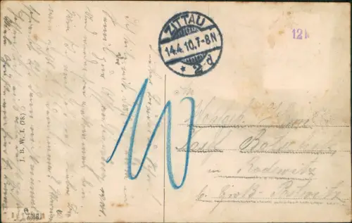 Postcard Reichenberg Liberec Rathaus mit Brunnen. Straßenbahn 1910