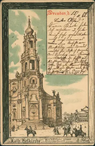 Innere Altstadt-Dresden Kat. Hofkirche Künstlerkarte B. Schuh 1902