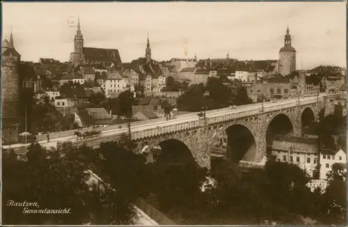 Ansichtskarte Bautzen Budyšin Gesamtansicht - Stadt, Brücke 1926