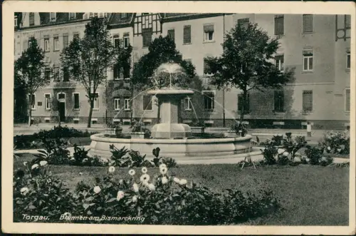Ansichtskarte Torgau Brunnen am Bismarckring 1939