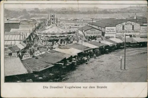 Ansichtskarte Johannstadt-Dresden Jahrmarkt Vogelwiese vor dem Brand 1911