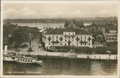 Ansichtskarte Lindau (Bodensee) Seepromenade, Dampfer Fotokarte 1938