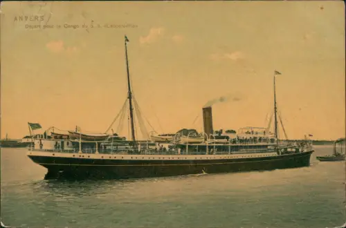 Antwerpen Anvers Départ pour le Congo du S. S. Léopoldville Dampfer 1912