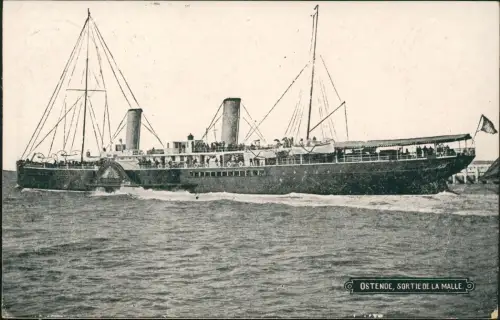 Postkaart Ostende Oostende Hafen Dampfer Steamer 1915  gel. Feldpost Brügge