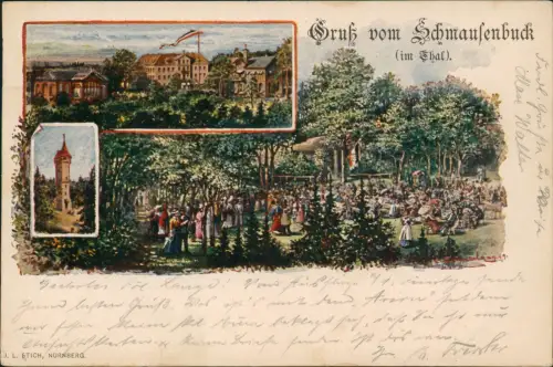 Ansichtskarte Litho AK Nürnberg 3 Bild Schmausenbuck 1900