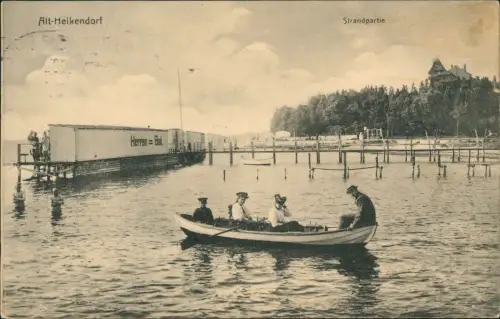 Ansichtskarte Heikendorf Herrenbad Strandpartie 1913  b. Kiel