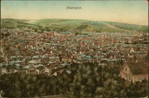Ansichtskarte Stuttgart Totale 1913