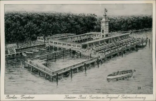 Alt-Treptow-Berlin Kaiser Bad - Garten n. Original-Federzeichnung 1936
