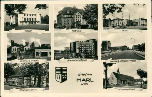 Marl (Westfalen) Zeche Vikroria, Chemische Werke, Klinik uvm 1956