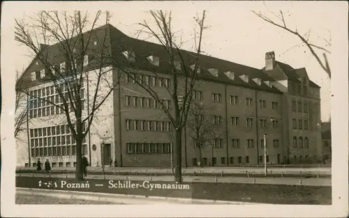 Postcard Posen Poznań Schiller-Gymnasium 1939  Feldpost WK2 Blindstempel