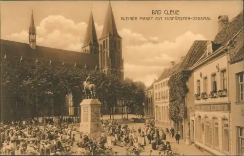 Ansichtskarte Kleve Kleiner Markt mit Kurfürstendenkmal 1912