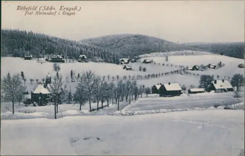 Ansichtskarte Rehefeld-Altenberg (Erzgebirge) Stadtpartie im Winter 1926
