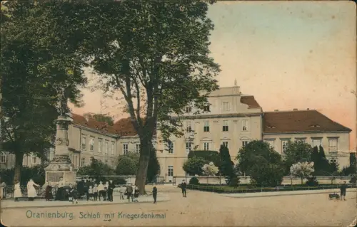 Ansichtskarte Oranienburg Schloß mit Kriegerdenkmal 1908