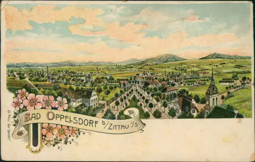 Litho AK Bad Oppelsdorf Opolno Zdrój Stadt Hauptstraße Schlesien 1912