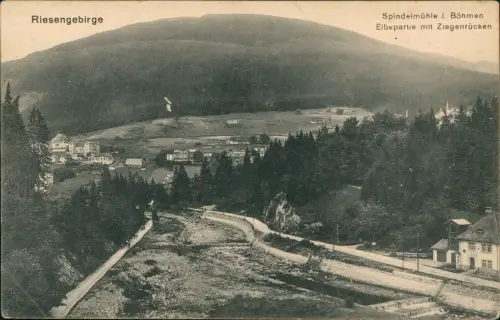 Spindlermühle Špindlerův Mlýn Böhmen Elbepartie mit Ziegenrücken 1912