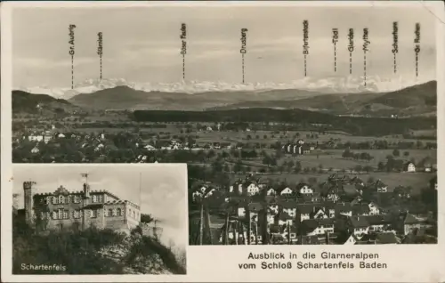Ansichtskarte Baden AG Schloß Schartenfels mit Ausblick 2 Bild 1931