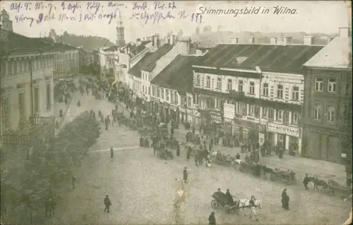 Wilna Wilno Vilnius Straßenpartie Stimmungsbild 1916 gel. Feldpoststempel 1. WK