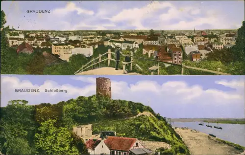 Postcard Graudenz Grudziądz Schloßberg, Stadt 2 Bild 1915  gel. Feldpost