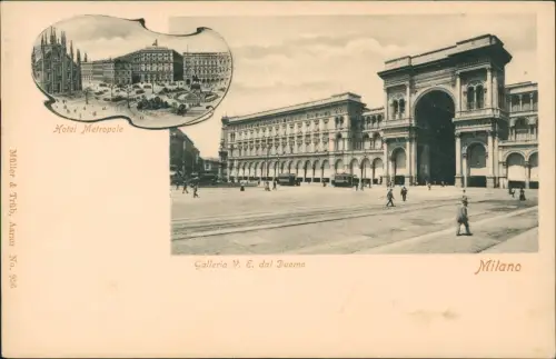 Mailand Milano 2 Bild Hotel Metropole Galleria V. E. dal Duomo 1900