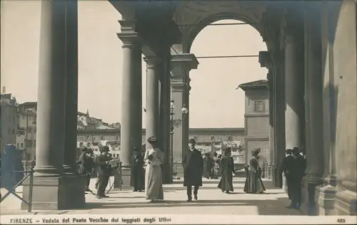 Florenz Firenze Veduta del Ponte Vecchie dai loggiati degli Uffizi 1913