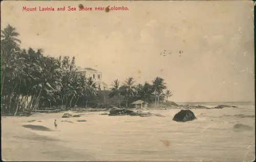 Postcard Colombo Mount Lavinia and Sea Shore 1912  Sti Lanka Ceylon