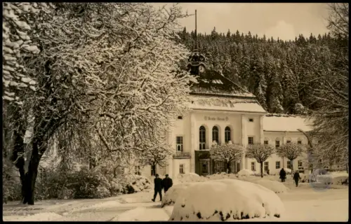Ansichtskarte Bad Elster Badehaus verschneit zur DDR-Zeit 1965