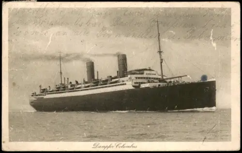 Dampfer COLUMBUS des Nordd. Lloyd Bremen Dt. Handelsflotte 1928