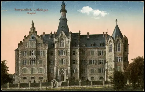 Saargemünd Sarreguemines Partie am Hospital (Krankenhaus) Ort in Lothringen 1910