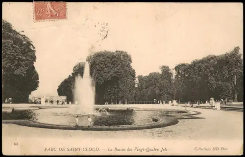 CPA Saint-Cloud PARC Le Bassin des Vingt-Quatre Jets 1907