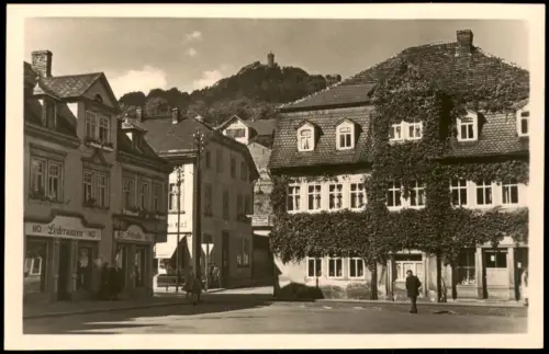 Ansichtskarte Bad Blankenburg Markt mit Burg Greifenstein zur DDR-Zeit 1957