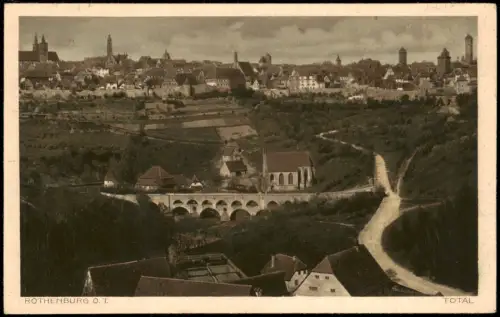 Ansichtskarte Rothenburg ob der Tauber Weg zur Stadt - Totale 1926