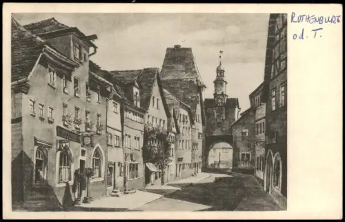 Rothenburg ob der Tauber Künstlerkarte Bier- und Weinstübchen zur Sonne 1922