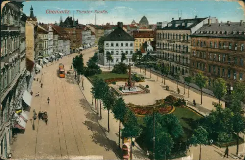 Ansichtskarte Chemnitz Theaterstraße 1915