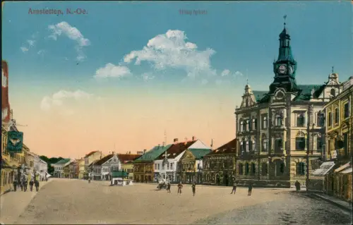 Ansichtskarte Amstetten Hauptplatz 1916  gel. Feldpoststempel