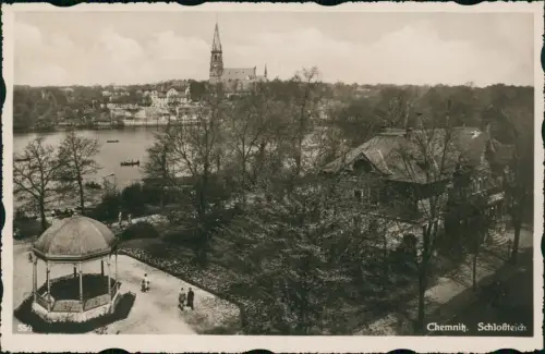Ansichtskarte Chemnitz Schloßteich, Pavillon 1930