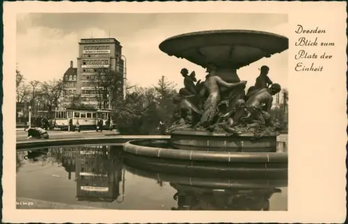 Ansichtskarte Innere Neustadt-Dresden Platz der Einheit Straßenbahn 1958