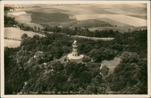 Ansichtskarte Bergen (Rügen) Luftbild Rügen Arndtturm auf dem Rugard 1931