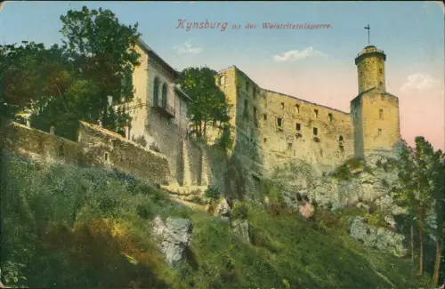 Postcard Kynau Zagórze Śląskie Burg Grodno Kynsburg Seitenansicht 1925