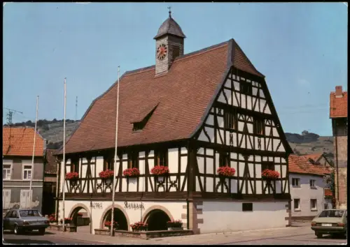 Ansichtskarte Alsenz Ortsansicht mit Rathaus u. Autos 1985
