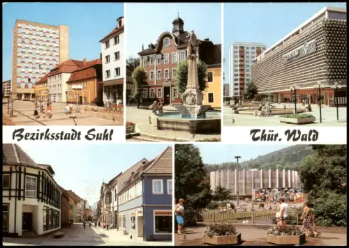 Suhl Wilhelm-Pieck-Straße Waffenschmied-Denkmal,  Stadthalle  Freundschaft 1982