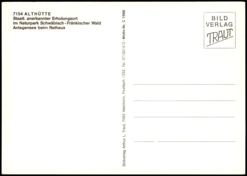 Ansichtskarte Althütte Anlagensee beim Rathaus 1980