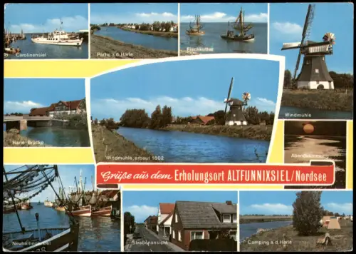 ALTFUNNIXSIEL Mehrbild-AK Grüße aus dem Erholungsort ALTFUNNIXSIEL Nordsee 1975